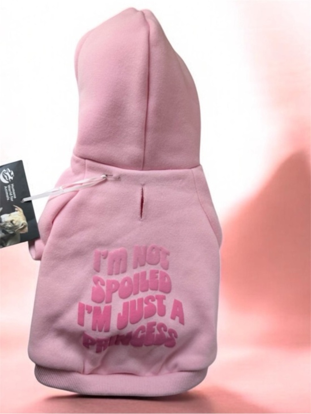 pink hooded pet sweatshirt text "I'm Not Spoiled I'm Just a princess…XS